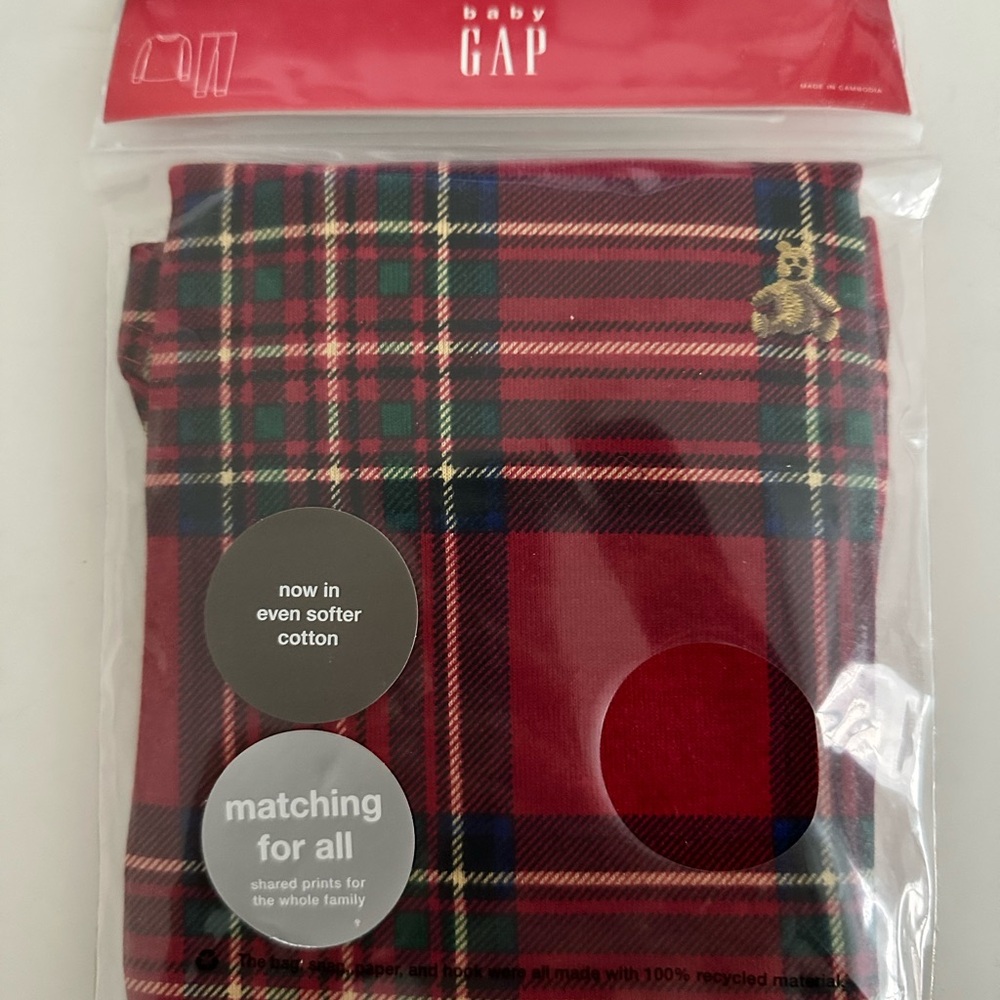Baby Plaid Leggings with Bear Detail